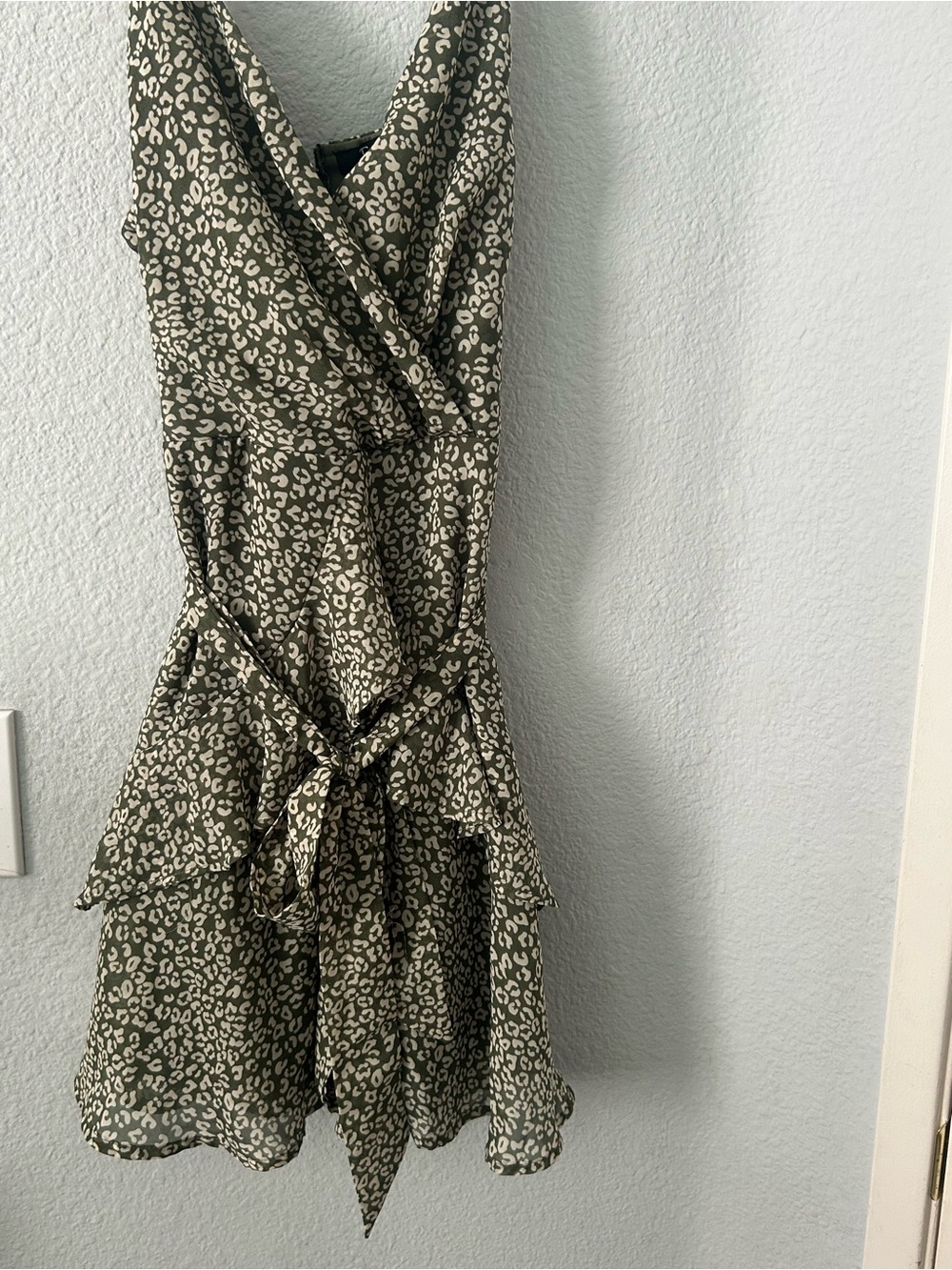 Trixxi Olive and Cream Wrap Dress